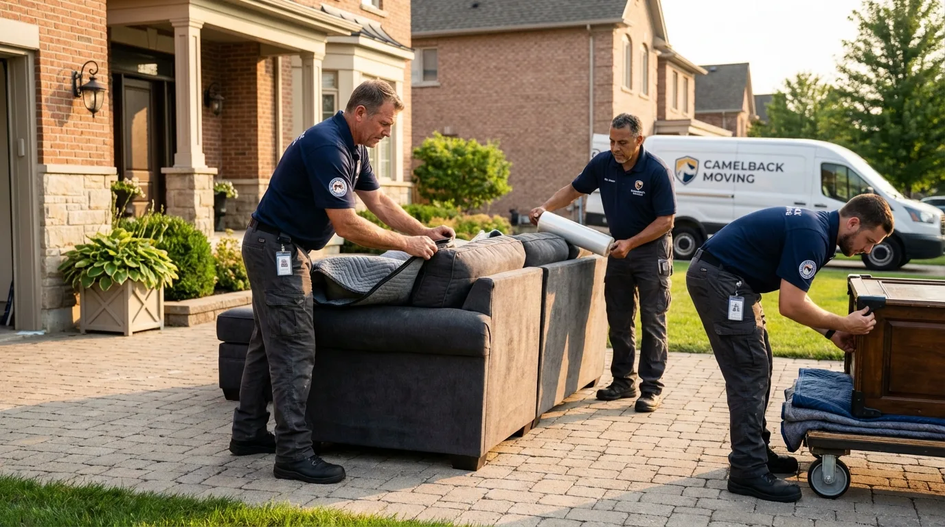Large estate moving crew wrapping furniture in Washingtonville, NY